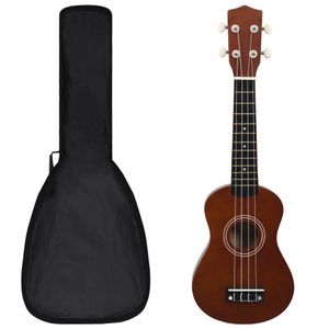 VidaXL Ukuleleset met tas voor kinderen sopraan 21'' donkerhoutkleurig