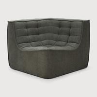 Ethnicraft Modulaire Bank 'N701' Eco, 90° Vierkant Hoekelement, kleur Moss