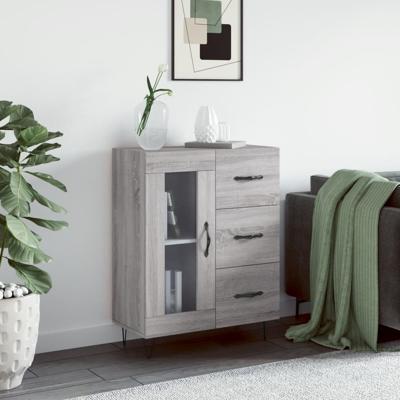 Dressoir 69,5x34x90 cm bewerkt hout grijs sonoma eikenkleurig
