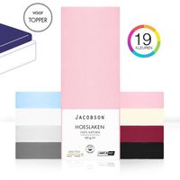 Jacobson - Hoeslaken Topper – 100% Jersey Katoen – 200x200 cm – Roze