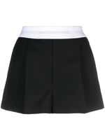 Alexander Wang logo-waistband wool shorts - Noir