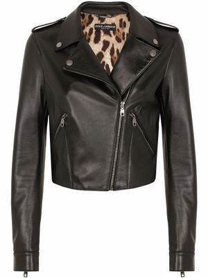 Dolce & Gabbana veste de moto en cuir - Noir