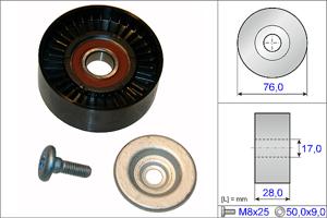 Geleide rol/omdraairol, Poly V-riem INA, Diameter (mm)76mm, u.a. für Mercedes-Benz