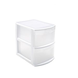 Ladeblok/bureau organizer met 2 lades wit/transparant 39 x 29 x 40 cm