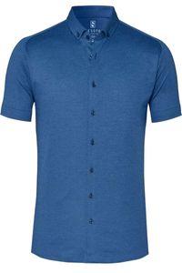 Desoto Slim Fit Jersey shirt blauw, Effen