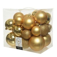 26x stuks kunststof kerstballen goud 6-8-10 cm glans/mat/glitter - thumbnail