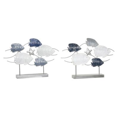 Decoratieve figuren DKD Home Decor 63 x 9 x 44 cm Grijs Blauw Wit Spiralen (2 Stuks)