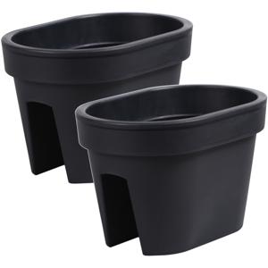 Balkon plantenpot/bloempot - 3x - antraciet - 40 x 27 x 25 cm - 12 liter - kunststof