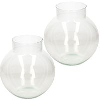 2x stuks transparante ronde vissenkom vaas/vazen van glas 23 x 23 cm