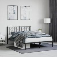 Bedframe met hoofdbord metaal zwart 140x190 cm