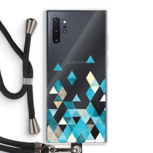 Gekleurde driehoekjes blauw: Samsung Galaxy Note 10 Plus Transparant Hoesje met koord