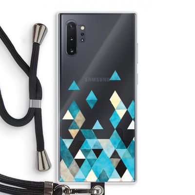 Gekleurde driehoekjes blauw: Samsung Galaxy Note 10 Plus Transparant Hoesje met koord