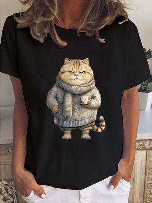 Casual Crew Neck Cotton-Blend T-Shirt Casual Crew Neck Cotton-Blend T-Shirt