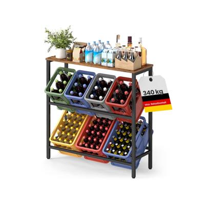 Metalen flessenrek voor stevige opslag van drankkratten, 40 x 105,4 x 117,3 cm