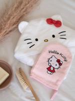 HELLO KITTY badcape en washandje baby cadeauset wit
