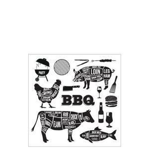 J-Line servet Bbq - papier - wit|zwart - large - 9 pakken van 20