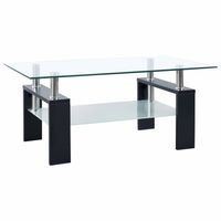 vidaXL Salontafel 95x55x40 cm gehard glas transparant en zwart - thumbnail