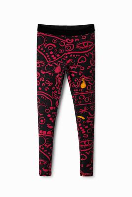 Slim fit legging met tekeningen - BLACK - M