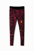 Slim fit legging met tekeningen - BLACK - M