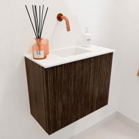 Toiletmeubel Mondiaz Joya | 50 cm | Meubelkleur Walnut | Faye wastafel Talc Midden | Zonder kraangat(en) Toiletmeubel Mondiaz Joya | 50 cm | Meubelkleur Walnut | Faye wastafel Talc Midden | Zonder kraangat(en)