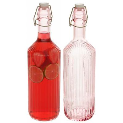 Secret de Gourmet Beugelfles / Weckfles - 2x - roze glas - luchtdicht - 1 liter - waterfles