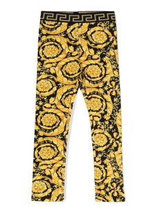 Versace Kids legging à imprimé Barocco Kids - Jaune