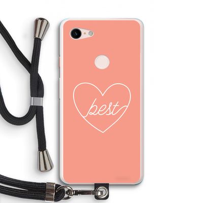 Best heart: Pixel 3 XL Transparant Hoesje met koord