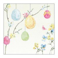 Paas thema servetten - 60x - Paaseieren print - 33 x 33 cm - Pasen - feestservetten - Paasontbijt