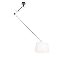 QAZQA Hanglamp staal met linnen kap wit 35 cm - Blitz - thumbnail