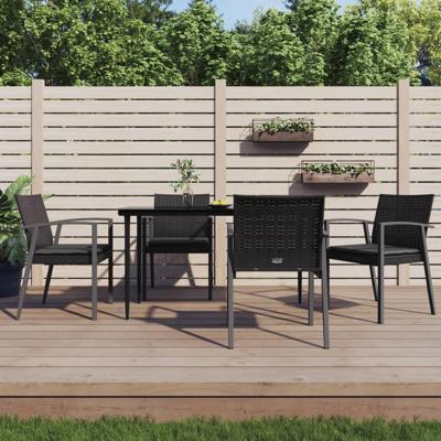 Tuinstoelen 4 st met kussens 56,5x57x83 cm poly rattan zwart