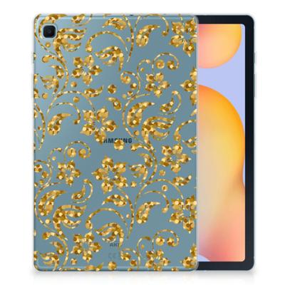 Samsung Galaxy Tab S6 Lite | S6 Lite (2022) | Siliconen hoesje | Gouden Bloemen Samsung Galaxy Tab S6 Lite | S6 Lite (2022) | Siliconen hoesje | Gouden Bloemen