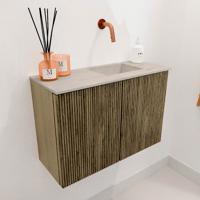 Toiletmeubel Mondiaz Joya Dlux | 60 cm | Meubelkleur Dusk | Faye wastafel Opalo Wasbak Rechts | Zonder kraangat(en)