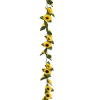 Kunstbloemen slinger zonnebloemen - 180 cm - geel/groen - decoratie - versiering