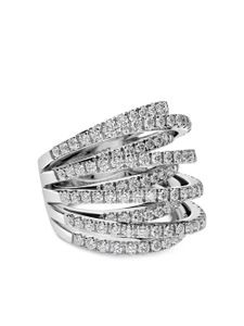 LEO PIZZO bague Waves en or blanc 18ct ornée de diamants - Argent