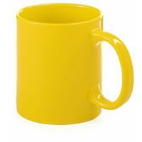 Koffie mokken/bekers - 1x - keramiek - glans - met oor - geel - 370 ml Koffie mokken/bekers - 1x - keramiek - glans - met oor - geel - 370 ml