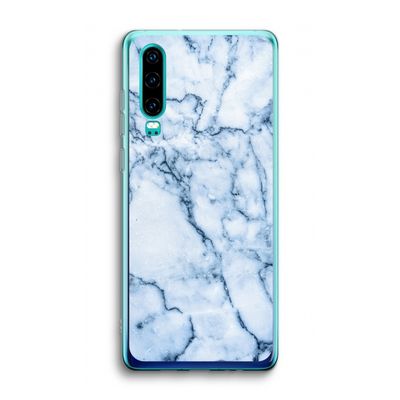 Blauw marmer: Huawei P30 Transparant Hoesje