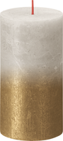 Rustiek fading metallic stompkaars 130/68 Sandy grey Gold - Bolsius