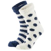 Apollo bedsokken / huissokken - dames - 2-pack - navy/wit - one size - Slaapsokken - Slofsokken