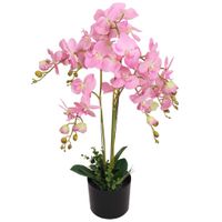 Kunstplant orchidee met pot 75 cm roze - thumbnail