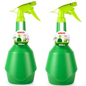 Plantenspuit met een inhoud van 950 ml - 2x - groen - verstuiver kop - 29 cm - kunststof