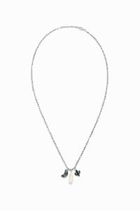 Lange zilverkleurige ketting met bedels - GREEN - U