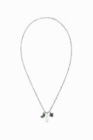 Lange zilverkleurige ketting met bedels - GREEN - U