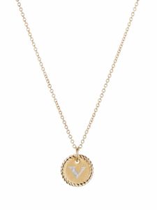 David Yurman collier en or 18ct à pendentif Initial V serti de diamants