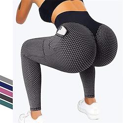 Dames Yogabroek Yoga legging Zak Elastische tailleband Hoge taille Yoga Sportschooltraining Pilates Panty Zwart Groen Rode roos Sport Sportkleding Rekbaar Slank Lightinthebox