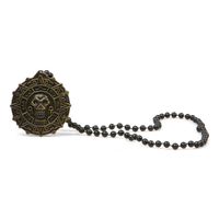 Atosa Verkleed sieraden ketting met skull - zwart - dames - kunststof - Heks/Piraat - Verkleedketting - thumbnail