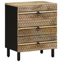 Nachtkastje 50x33x62 cm massief ruw mangohout zwart