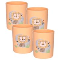 Plasticforte Drinkbekers - 12x - kunststof - 350 ml - oranje - leeuw - kinderen - camping