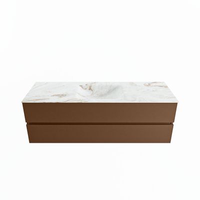 MONDIAZ VICA-DLUX 150cm badmeubel onderkast Rust 2 lades. Inbouw wastafel CLOUD midden 1 kraangat, kleur Frappe.