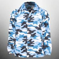 Mens Camo Lilac Fleece Lined Wind-Proof Snap Button Coach Jacket Denim / L