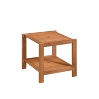 Tuintafel met Twee Niveaus Houten Bijzettafel voor in de Tuin met Parasolgat Lattenblad 51 x 48 x 45 cm